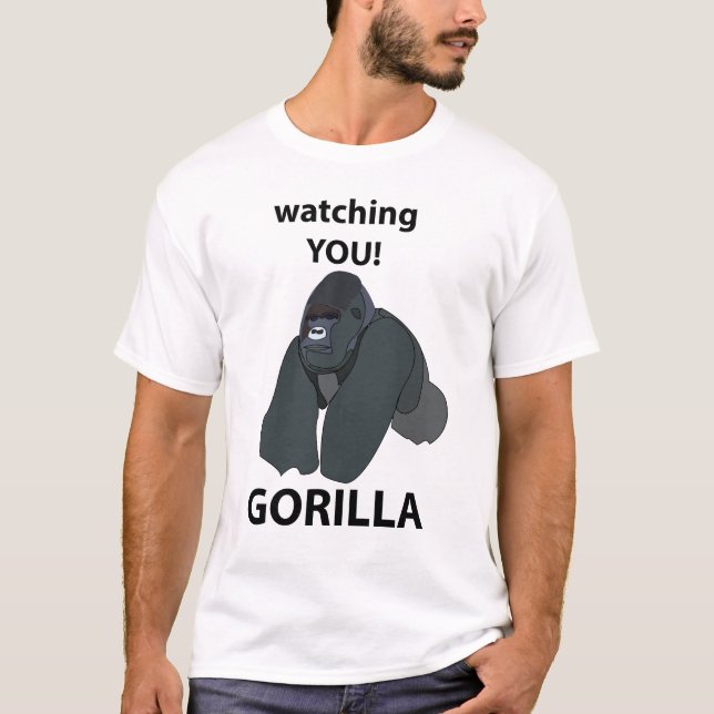 Gorilla beobachtet euch den Funny Gorilla T-Shirt (Vorderseite)