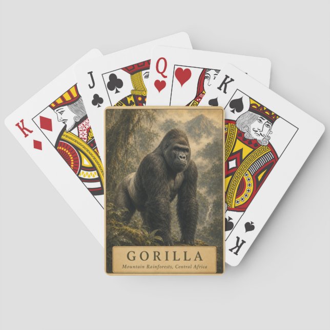 Gorilla-Bergregenwald VINTAGE Spielkarten (Rückseite)