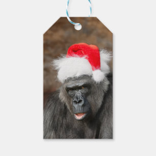 Gorilla Biddy in einem Weihnachtshut Geschenkanhänger
