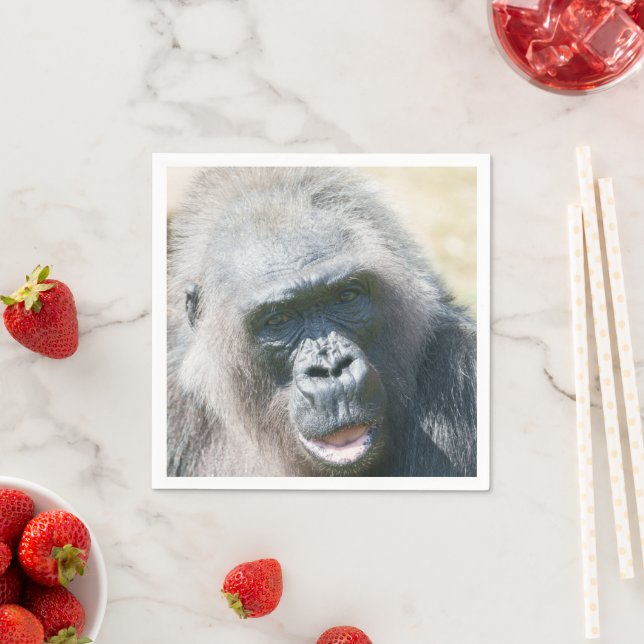 Gorilla Biddy's Silver Glow in der Sonne Serviette (Beispiel)