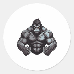 Gorilla-Biest-Körperbuilder-Workout-Gym-Körperbild Runder Aufkleber