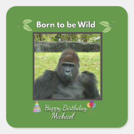 Gorilla Birthday Bash in Green Quadratischer Aufkleber
