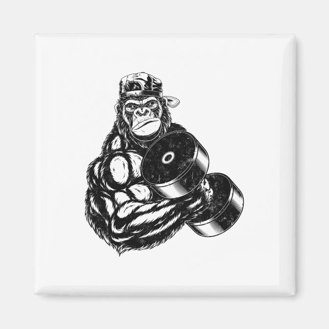 Gorilla Bodybuilder Fitnessstudio Gewichtheben T-S Magnet (Vorne)
