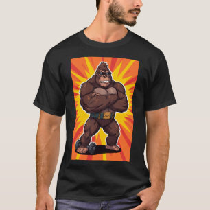Gorilla Bodybuilder Gewichtheber Pop Art Cartoon T-Shirt