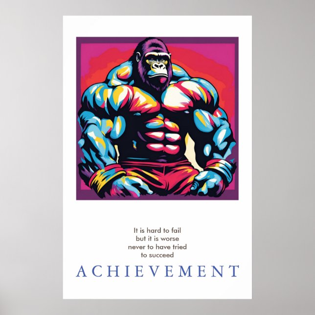 Gorilla Bodybuilder Motivierend Poster (Vorne)