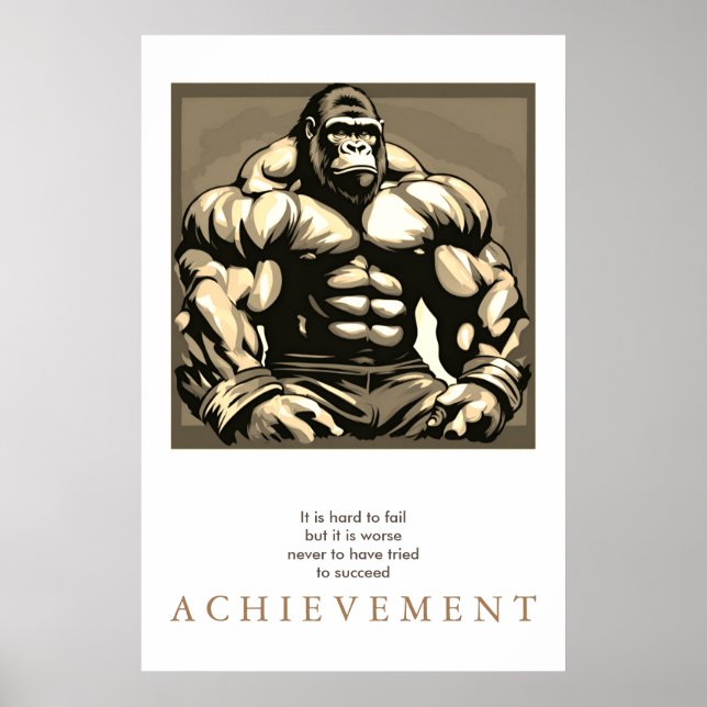 Gorilla Bodybuilder Motivierend Sepia Poster (Vorne)