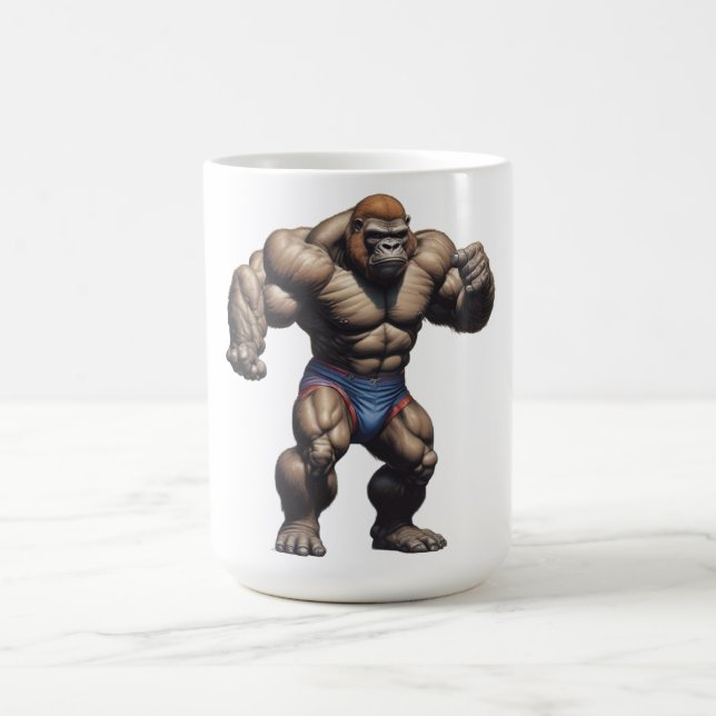 Gorilla Bodybuilder Pop Art Cartoon Drawing Kaffeetasse (Mittel)