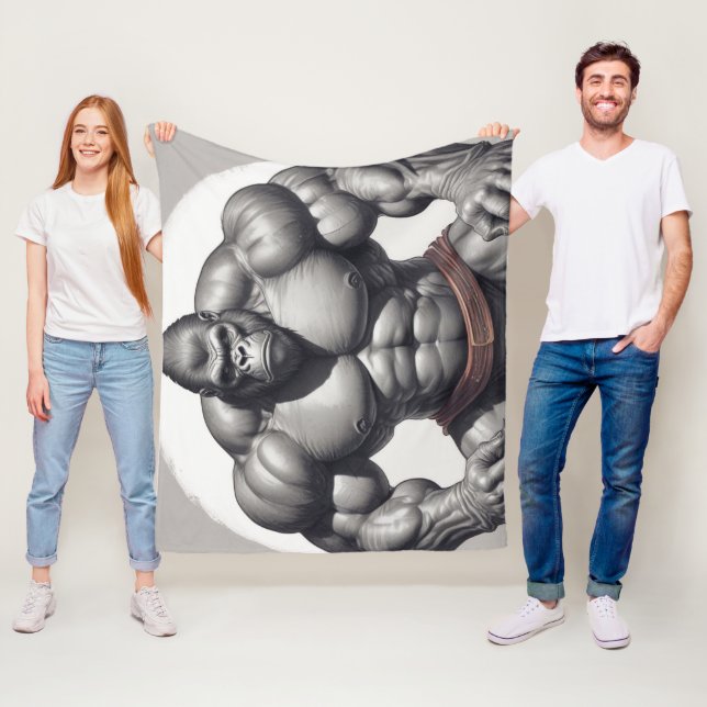 Gorilla Bodybuilder Pop Art Cartoon Zeichnend Fleecedecke (Beispiel)
