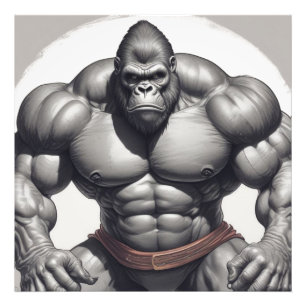 Gorilla Bodybuilder Pop Art Cartoon Zeichnend Fotodruck