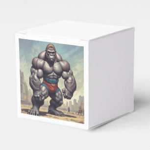 Gorilla Bodybuilder Pop Art Cartoon Zeichnend Geschenkschachtel