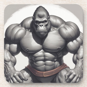 Gorilla Bodybuilder Pop Art Cartoon Zeichnend Getränkeuntersetzer