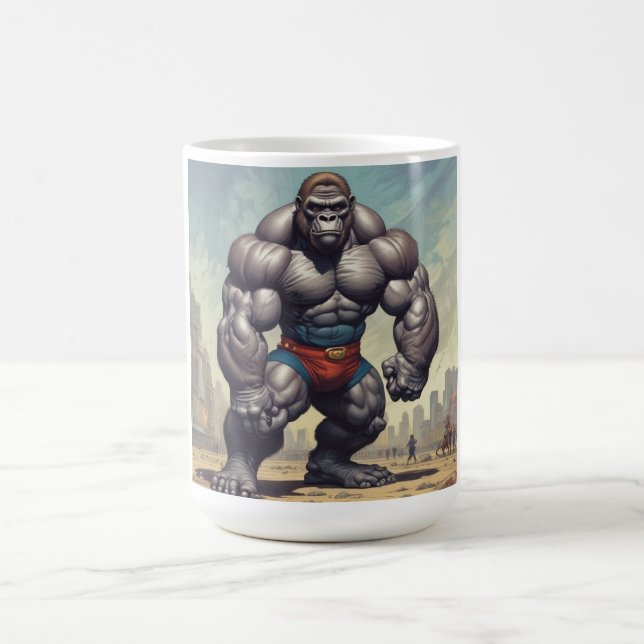 Gorilla Bodybuilder Pop Art Cartoon Zeichnend Kaffeetasse (Mittel)