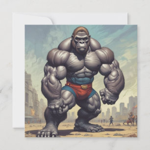 Gorilla Bodybuilder Pop Art Cartoon Zeichnend Kart