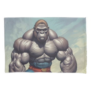 Gorilla Bodybuilder Pop Art Cartoon Zeichnend Kissenbezug