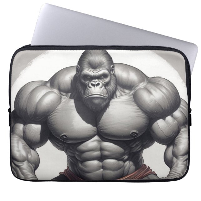Gorilla Bodybuilder Pop Art Cartoon Zeichnend Laptopschutzhülle (Vorderseite)