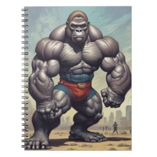 Gorilla Bodybuilder Pop Art Cartoon Zeichnend Notizblock