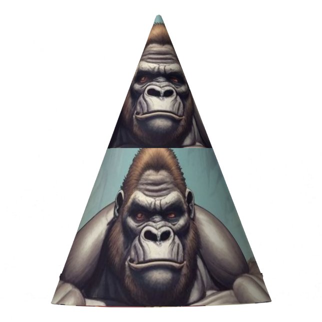 Gorilla Bodybuilder Pop Art Cartoon Zeichnend Partyhütchen (Vorderseite)