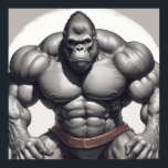 Gorilla Bodybuilder Pop Art Cartoon Zeichnend Poster<br><div class="desc">Digital Computer Animal Art - Uni Pop Kunst - Wilde Tiercomputer Bilder</div>