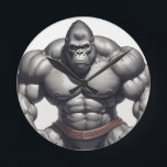 Gorilla Bodybuilder Pop Art Cartoon Zeichnend Runde Wanduhr<br><div class="desc">Digital Computer Animal Art - Uni Pop Kunst - Wilde Tiercomputer Bilder</div>