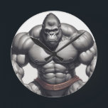 Gorilla Bodybuilder Pop Art Cartoon Zeichnend Runde Wanduhr<br><div class="desc">Digital Computer Animal Art - Uni Pop Kunst - Wilde Tiercomputer Bilder</div>