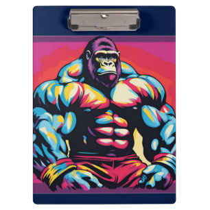 Gorilla Bodybuilder Pop Cartoon Klemmbrett