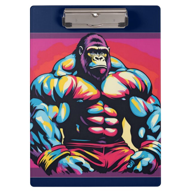 Gorilla Bodybuilder Pop Cartoon Klemmbrett (Vorderseite)