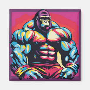 Gorilla Bodybuilder Pop Cartoon Magnet