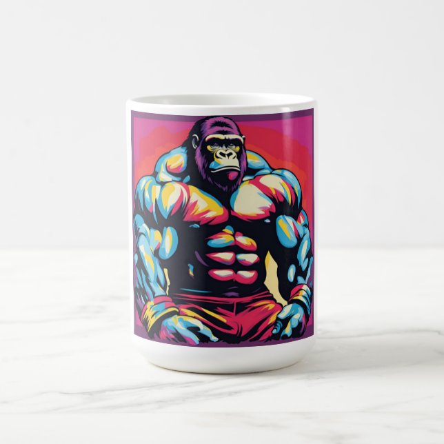 Gorilla Bodybuilder Pop Hebebühnen Cartoon Kaffeetasse (Mittel)