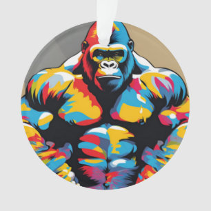 Gorilla Bodybuilder Pop Hebebühnen Cartoon Ornament