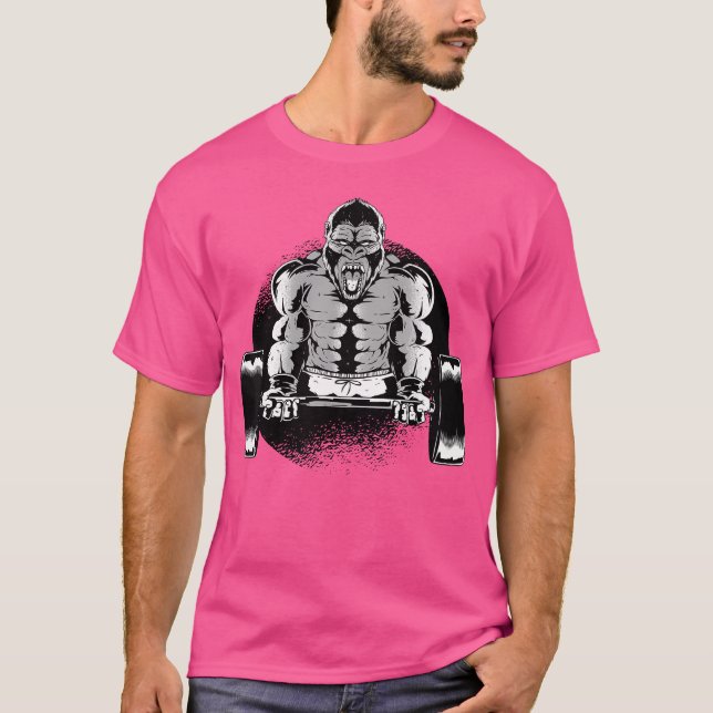 Gorilla Bodybuilding Barbell Monkey Muskeltraining T-Shirt (Vorderseite)