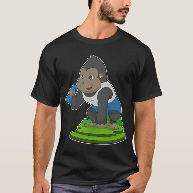 Gorilla Bodybuilding Dumbell T-Shirt (Vorderseite)