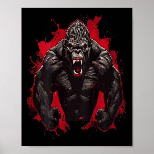 Gorilla Bodybuilding Workout Backprint Gym Poster (Vorne)