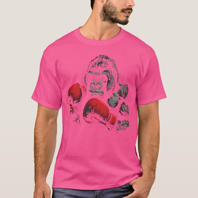 Gorilla Boxer Gloves Silverback Gorilla Growling T-Shirt (Vorderseite)