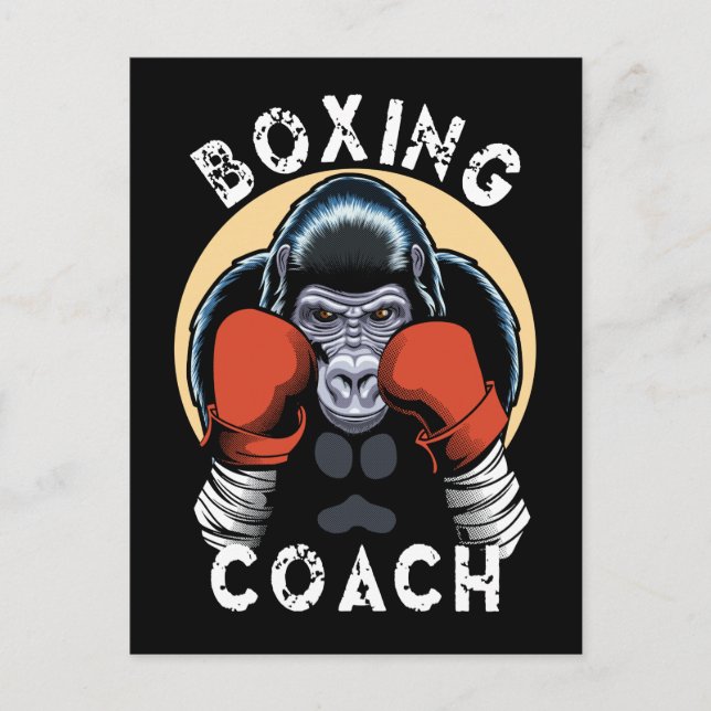 Gorilla Boxing Coach - Sporttrainer Postkarte (Vorderseite)