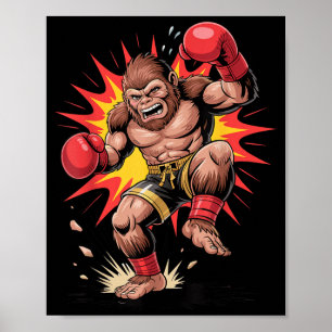Gorilla-Boxmeister Retro-Arcade-Kampf-Affe Poster