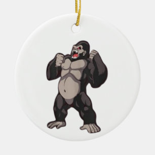 Gorilla Brüllender Affe Menschenaffe Keramik Ornament