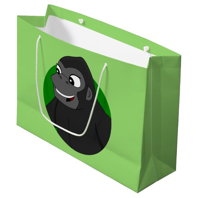 Gorilla Cartoon großes Geschenktüte (Vorderseite Schrägansicht)