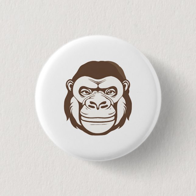 Gorilla Cartoon Zeichnend Button (Vorderseite)