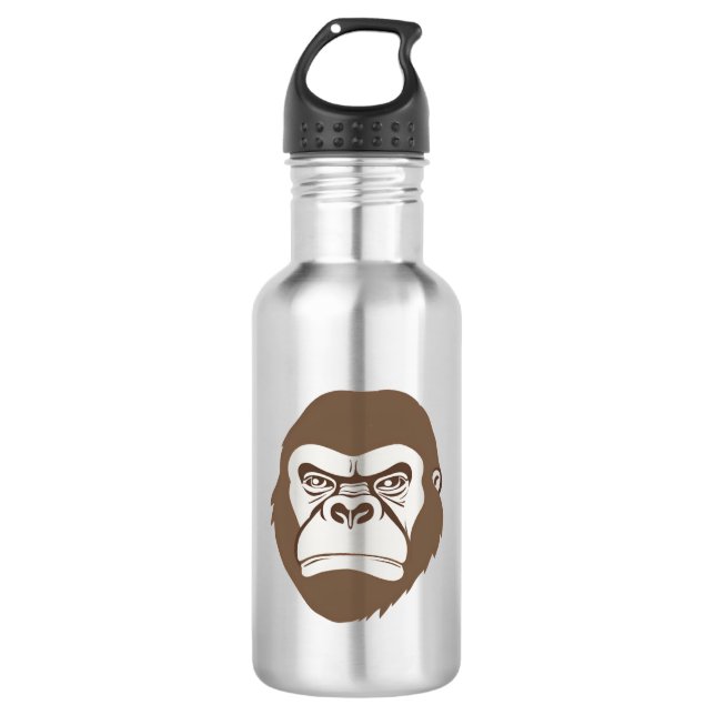 Gorilla Cartoon Zeichnend Edelstahlflasche (Vorderseite)
