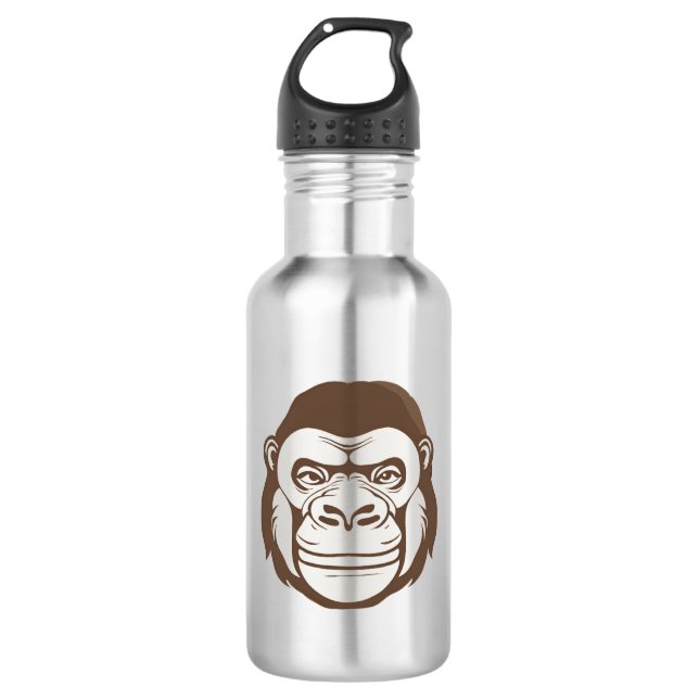 Gorilla Cartoon Zeichnend Edelstahlflasche (Vorderseite)