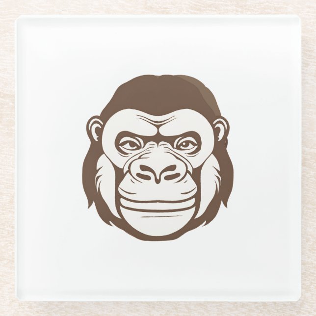 Gorilla Cartoon Zeichnend Glasuntersetzer (Vorderseite)
