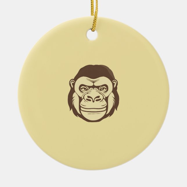 Gorilla Cartoon Zeichnend Keramik Ornament (Vorne)