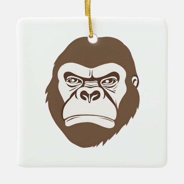 Gorilla Cartoon Zeichnend Keramikornament (Vorderseite)