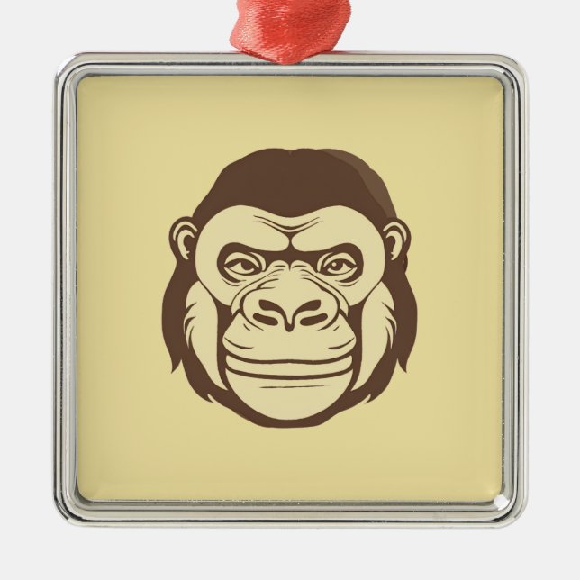 Gorilla Cartoon Zeichnend Ornament Aus Metall (Vorne)