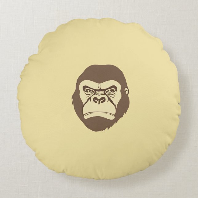 Gorilla Cartoon Zeichnend Rundes Kissen (Vorderseite)