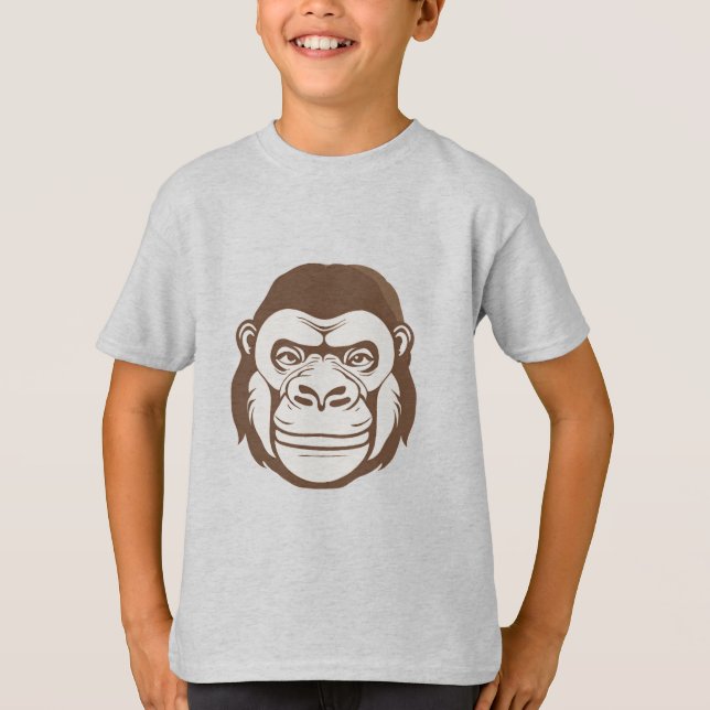 Gorilla Cartoon Zeichnend T-Shirt (Vorderseite)