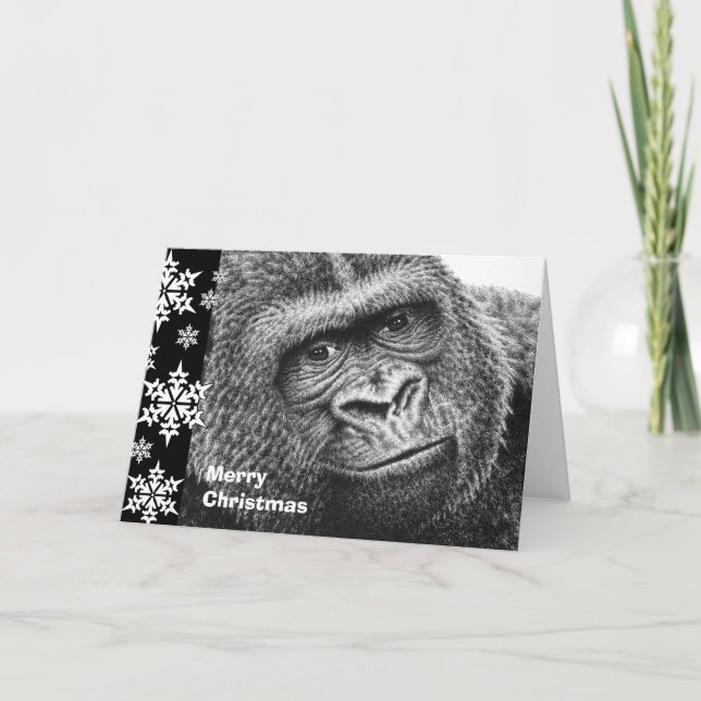 Gorilla Christmas Card Feiertagskarte (Vorderseite)