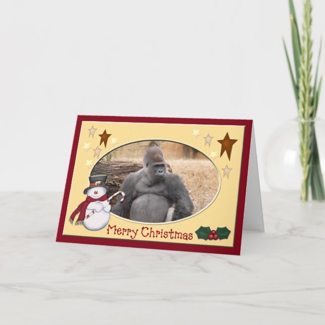 Gorilla Christmas Grußkarte Feiertagskarte (Vorderseite)