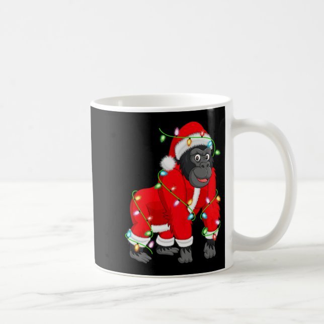 Gorilla Christmas Lights Santa Costume Cute Animal Kaffeetasse (Rechts)