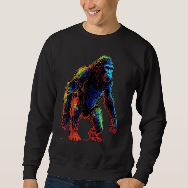 Gorilla Colourful Artwork  Animal Art Monkey Zoo G Sweatshirt (Vorderseite)